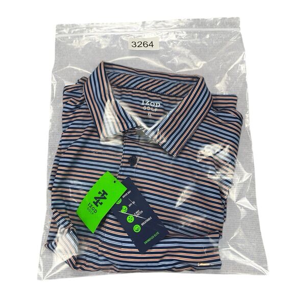 IZOD Mens Polo Golf Shirt-Swingflex-Size XL Striped NWT - Picture 9 of 12